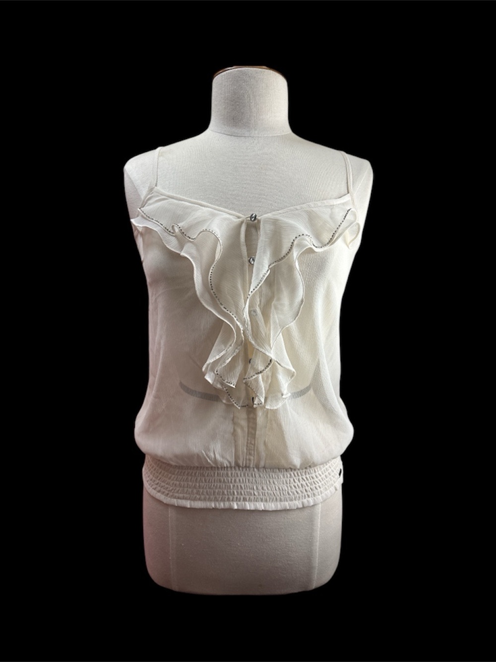 Guess Cream Ruffle Front Camisole